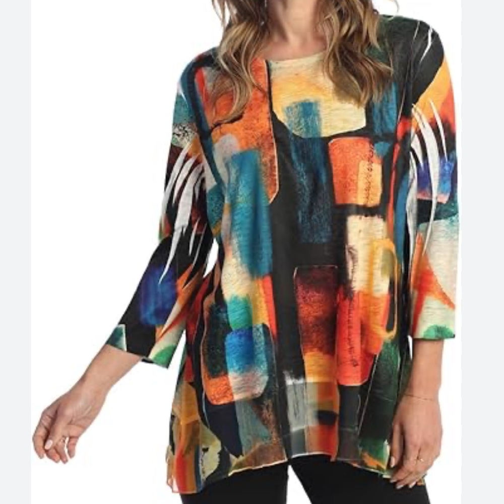 Abstract Multicolor Women's Top
